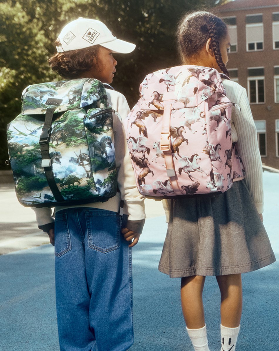 Backpack School - Pegasus - Rosa Schulranzen mit Druck von fliegenden Pegasi aus strapazierfähigem Polyester mit wasserabweisender Oberfläche