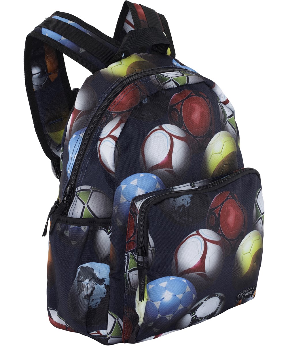 Big Backpack - Footballs Blue - Recycelter Rucksack mit Fußballaufdruck