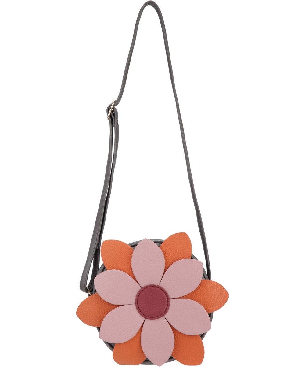 Bloom Bag - Space Grey - Graue Umhängetasche mit Blumenmotiv