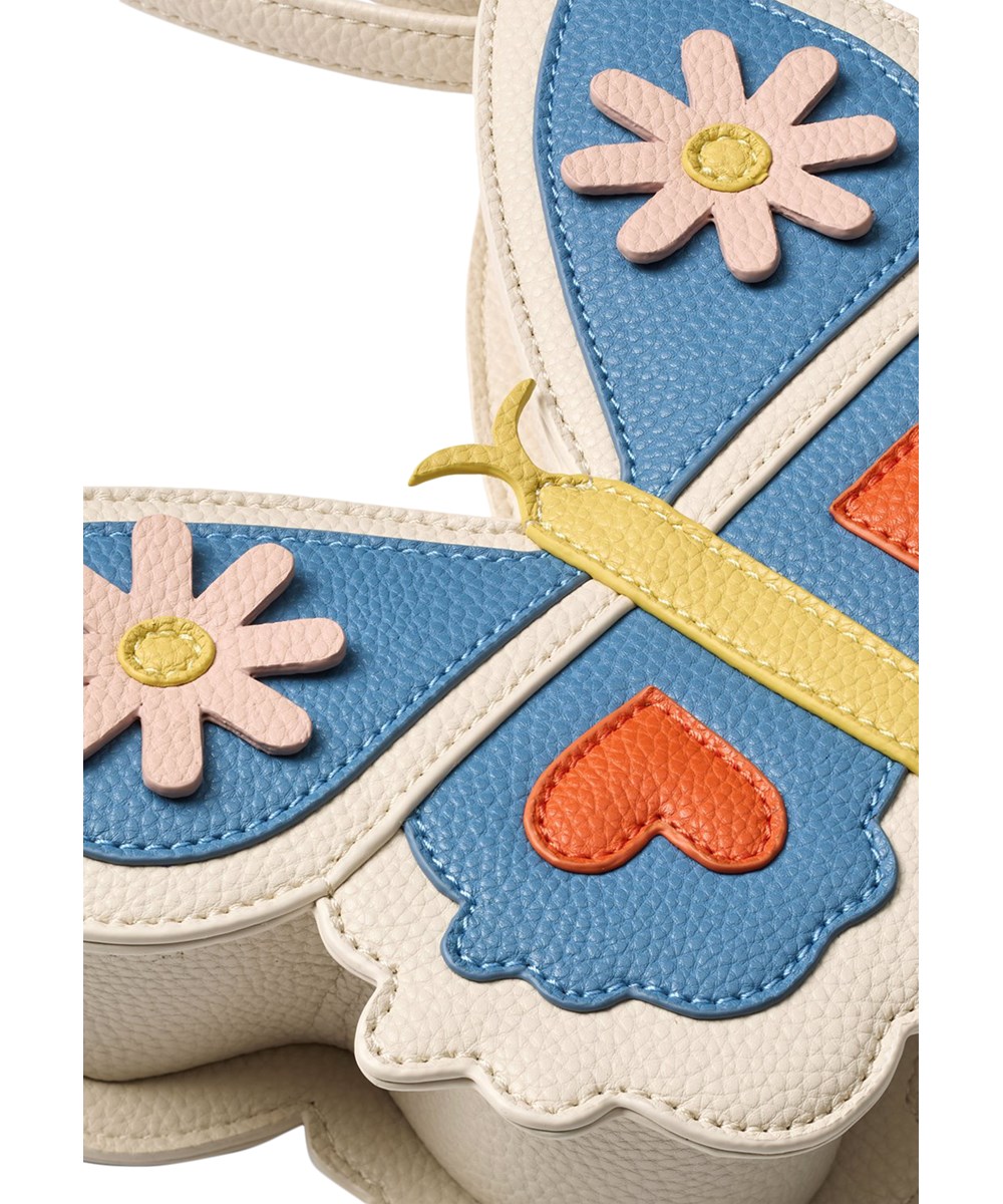 Butterfly Bag - Folkloric - Blau- und cremefarbene Schmetterlingstasche für Kinder mit verstellbarem Schultergurt
