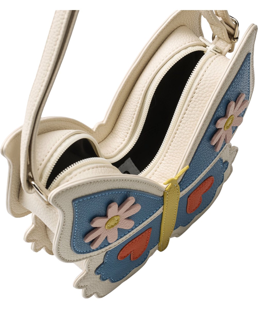 Butterfly Bag - Folkloric - Blau- und cremefarbene Schmetterlingstasche für Kinder mit verstellbarem Schultergurt