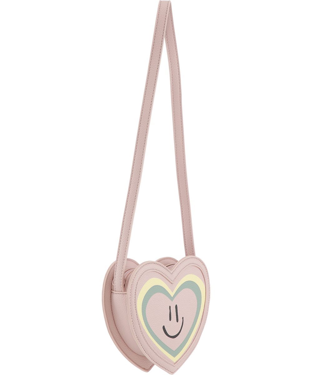 Aura Heart Bag - Petal Blush - Lyserød hjerte taske med smiley på fronten