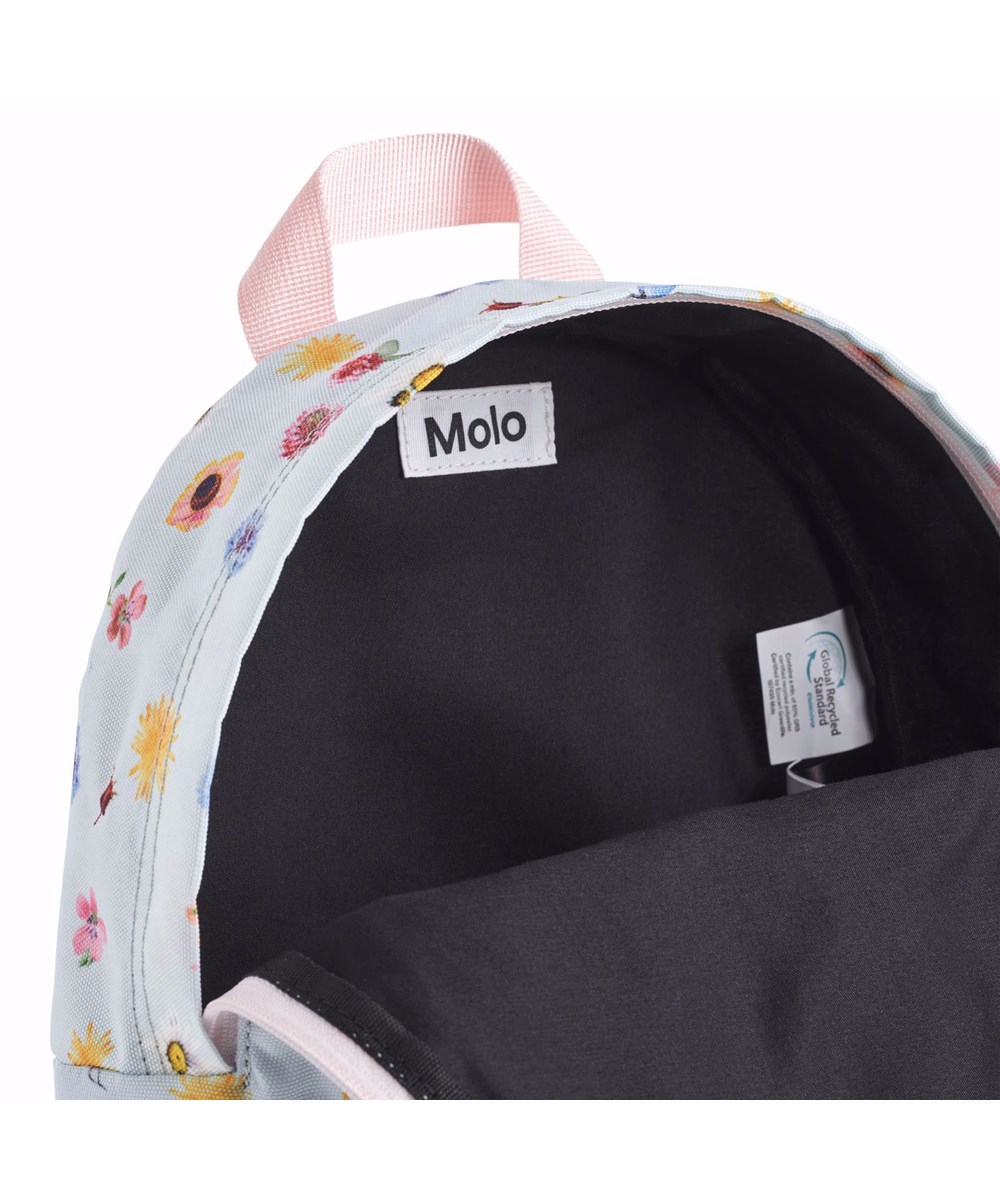 Backpack - Small Flowers Baby - Lyseblå rygsæk med blomsterprint til børnehavebørn i alderen 3-6 år,