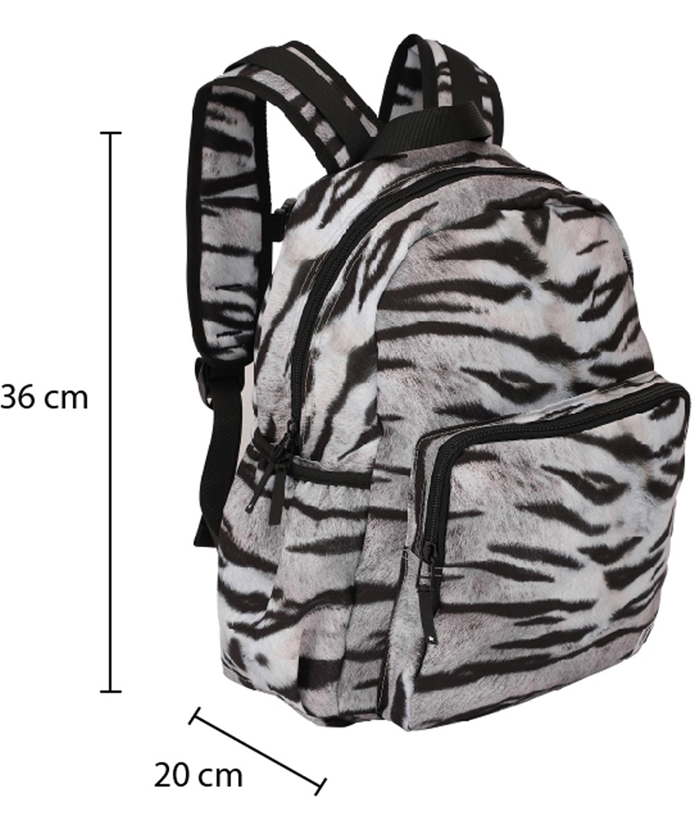 Big Backpack - White Tiger - Recydled rygsæk med sort og hvidt tigerprint