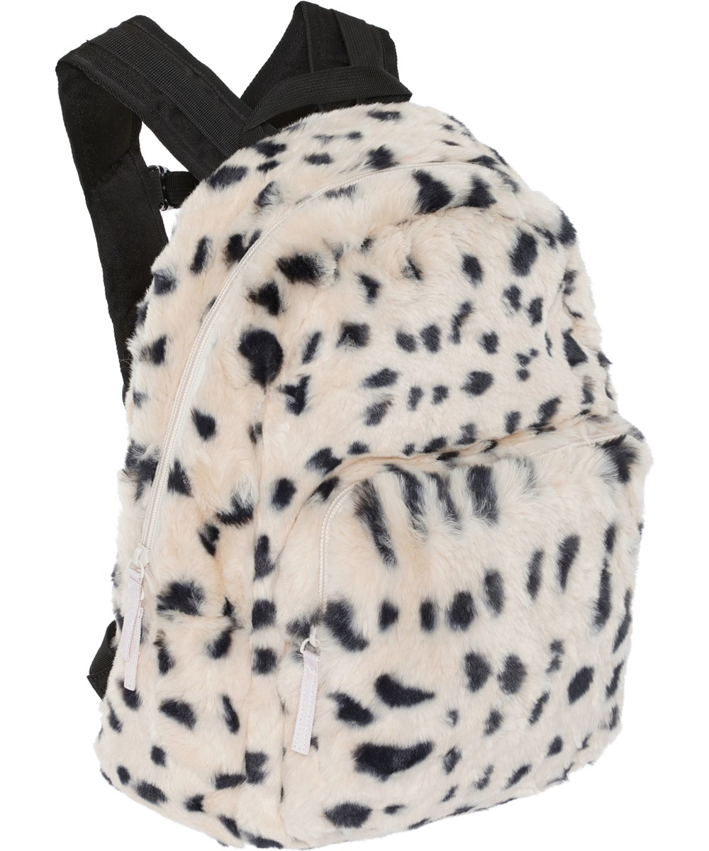 Furry Backpack - Wild Dot - Beige pelset rygsæk med sorte pletter