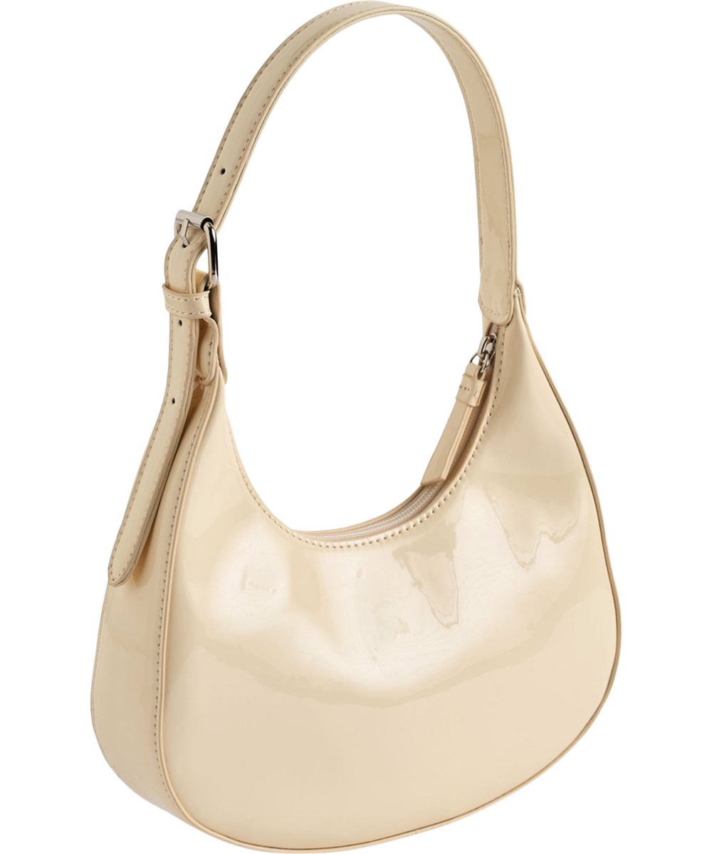 Jada Bag - Pearled Ivory - Beige skuldertaske med lakfinish og justerbar rem til børn