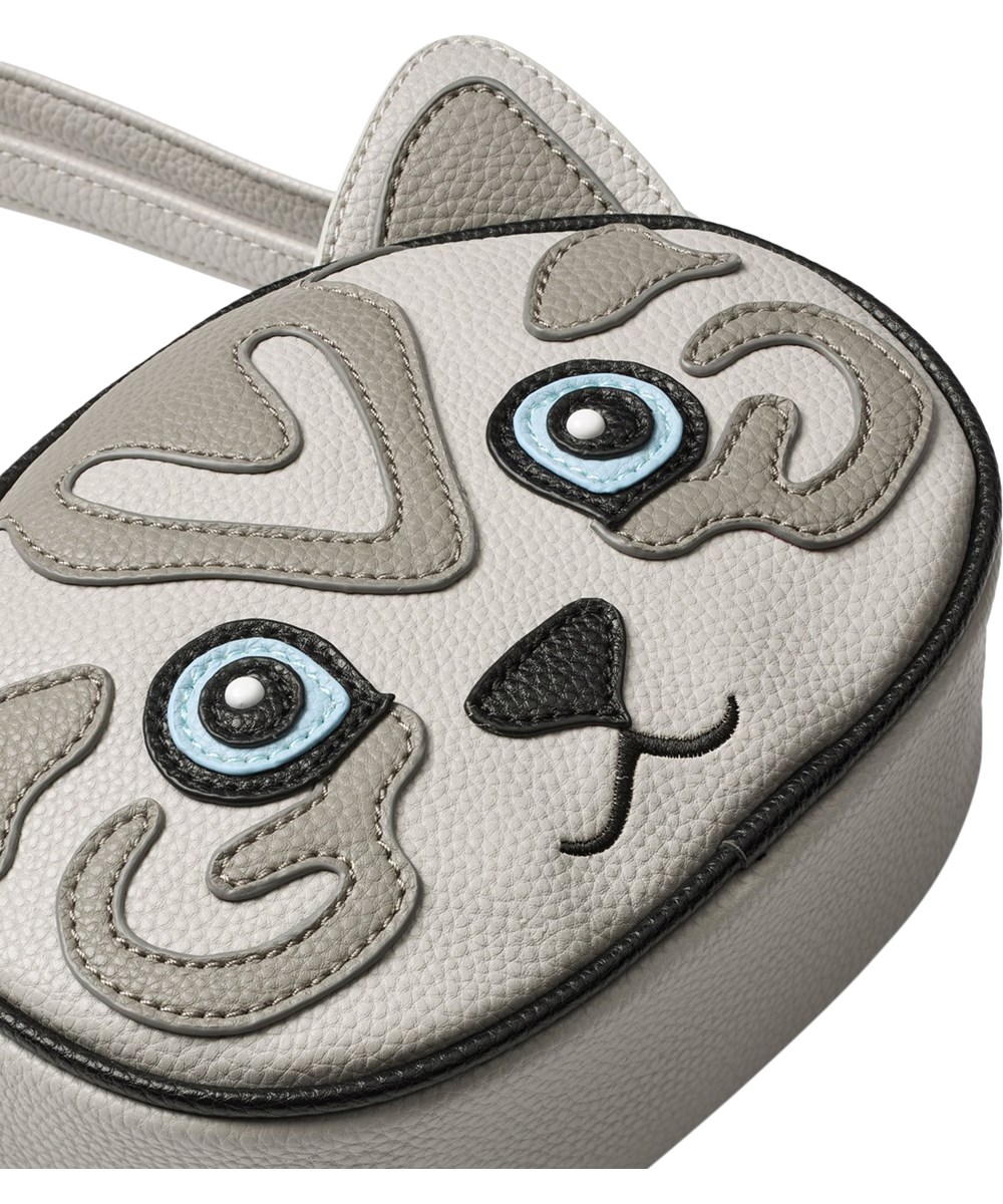 Kitten Bag - Greyish - Grå kattetaske med lynlås og justerbar skulderstrop til børn