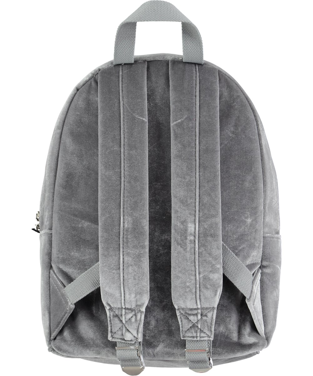 Velvet backpack - Neutral Gray - Rygsæk i grå velour