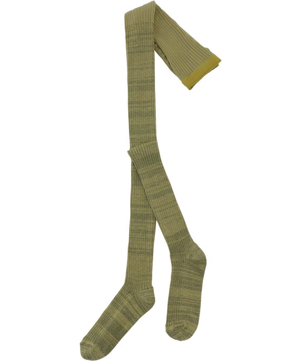 Glitter Rib Tights - Cedar - Light green tights glitter in rib