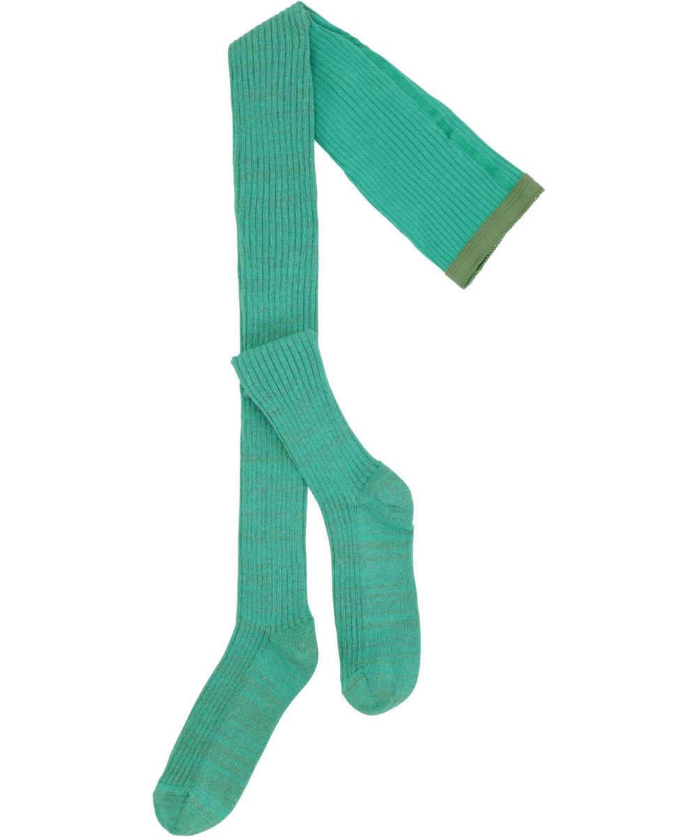 Glitter Rib tights - Chalk Green - Pink, finely knit glitter tights in a soft rib quality with elastic waist