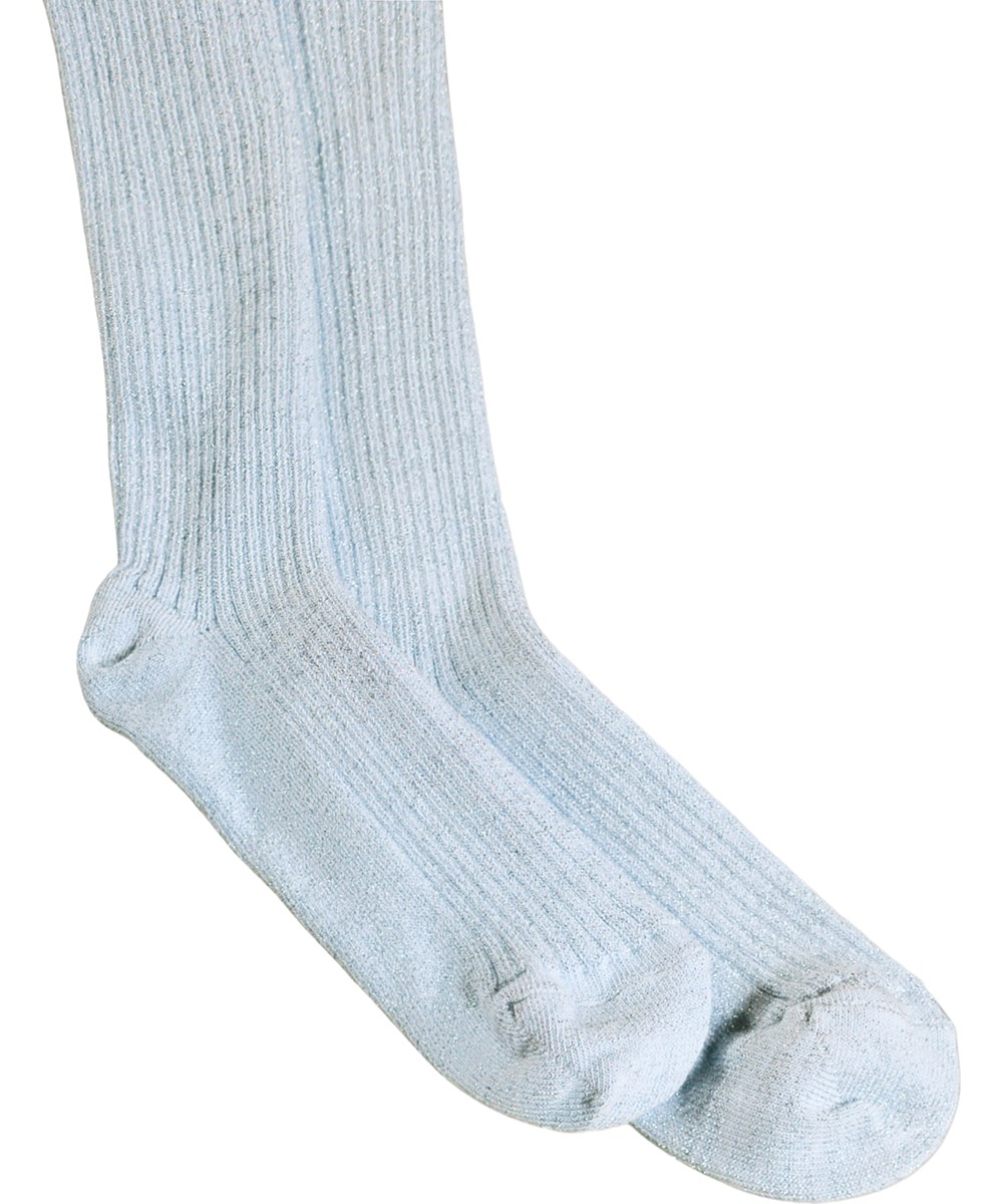 Glitter rib Tights - Morning Sky - Light blue tights for children made of a rib knit and cotton with glitter  