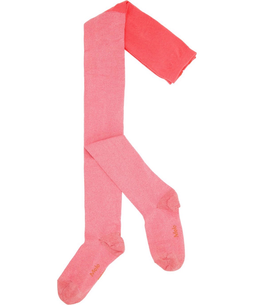 Glitter Tights - Flamingo Plume - Pink glitter tights in organic cotton with elastic waistband.