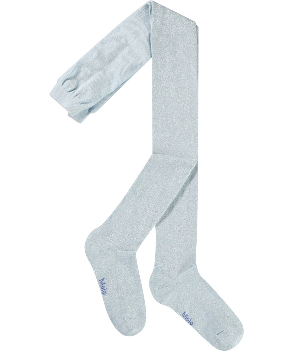Glitter tights - Skywriting - Light blue sparkly tights for children.