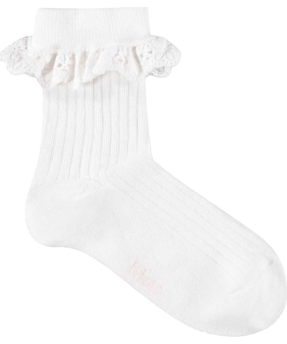 Nana - Daylight Pink - 2-pack socks for children made of pink and white cotton with lace