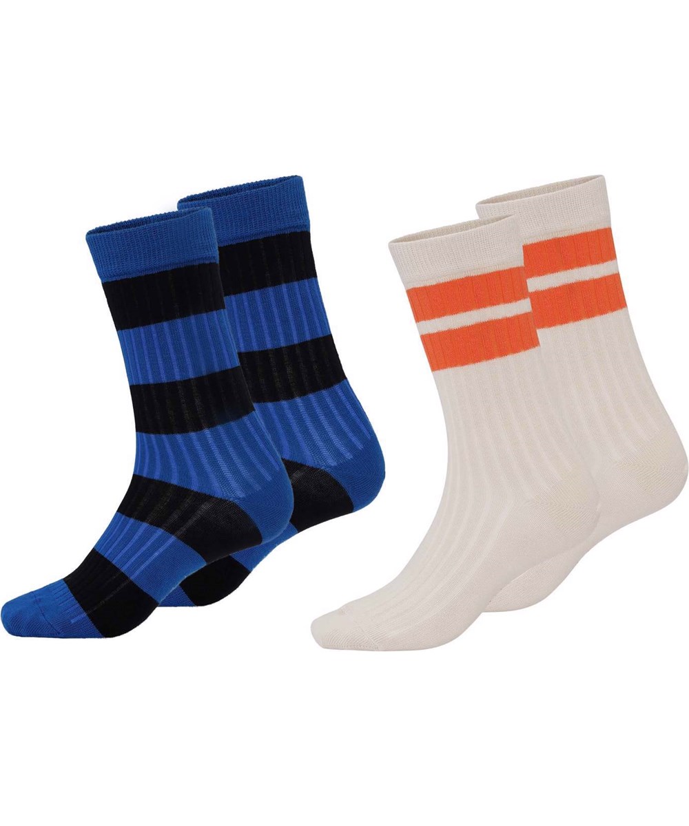 Nickey - Royal Stripe - Two pairs sporty rib socks 