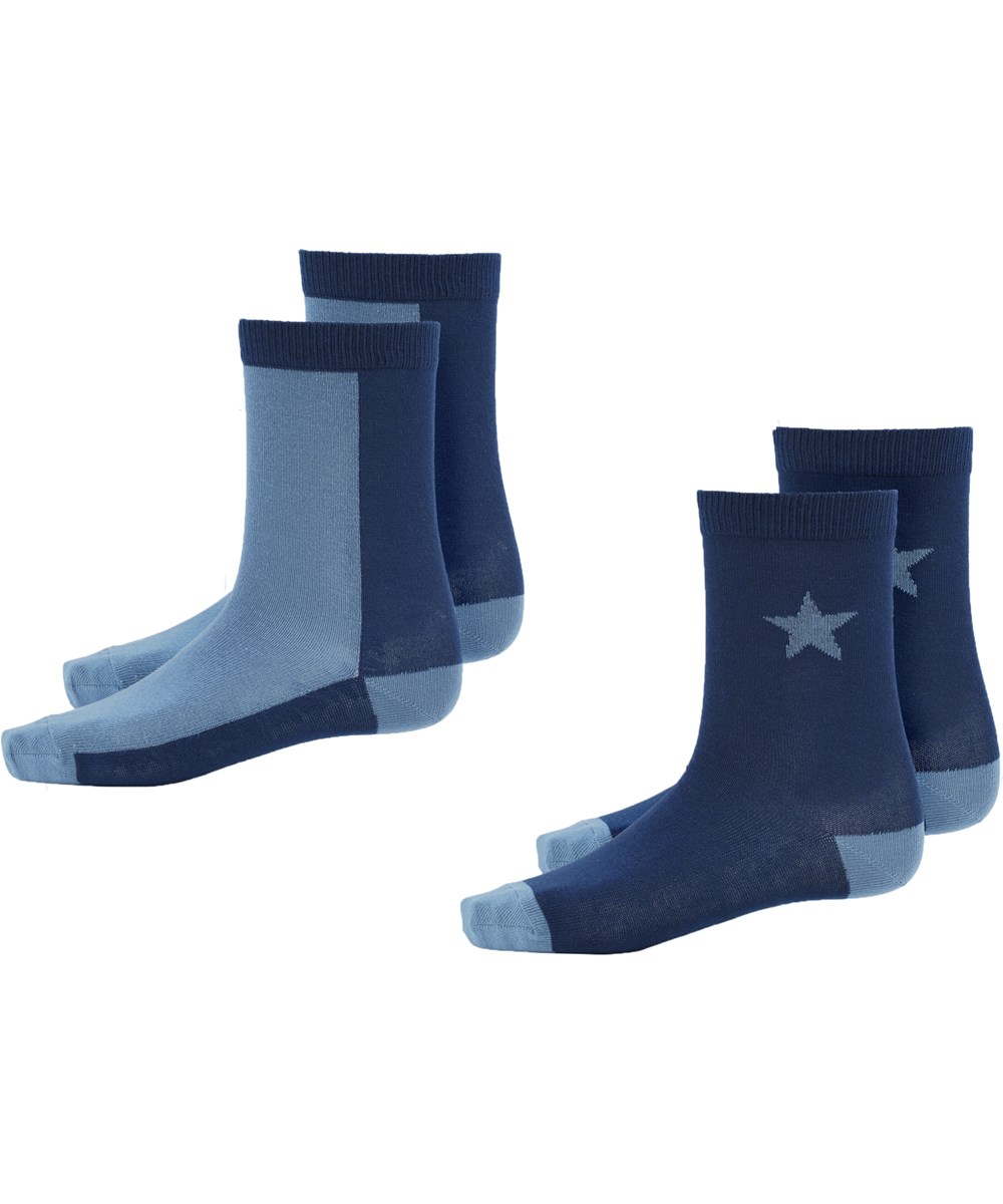 Nitis - Atlas Blue - Two pairs Oeko-Tex socks in light blue and dark blue