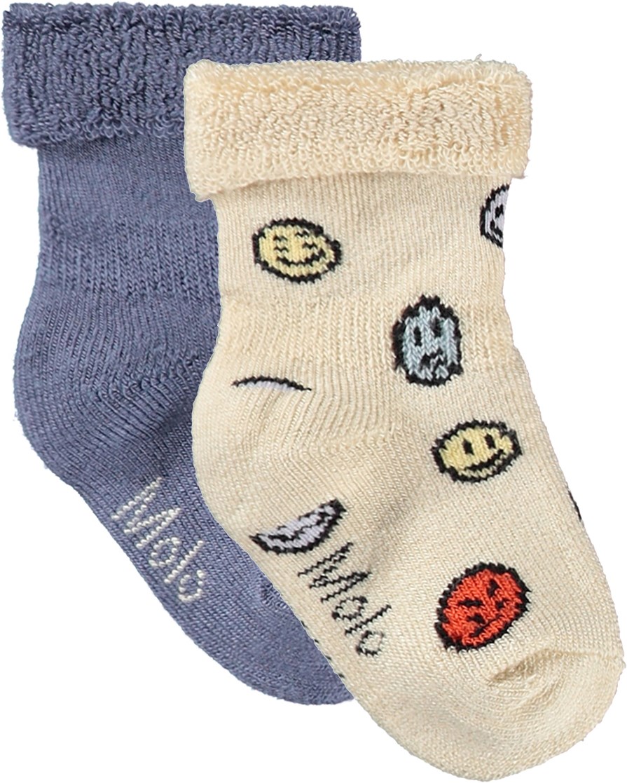 Nodda - Evening Sky - 2-pack baby socks in viscose with a design.