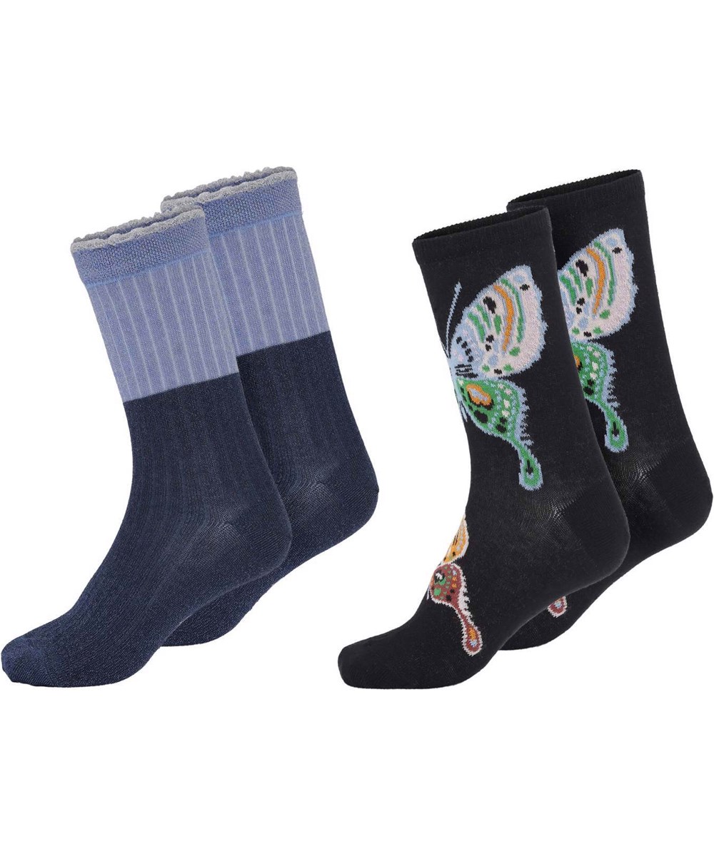 Nomi - Blue Sky - Ankle socks blue with butterflies