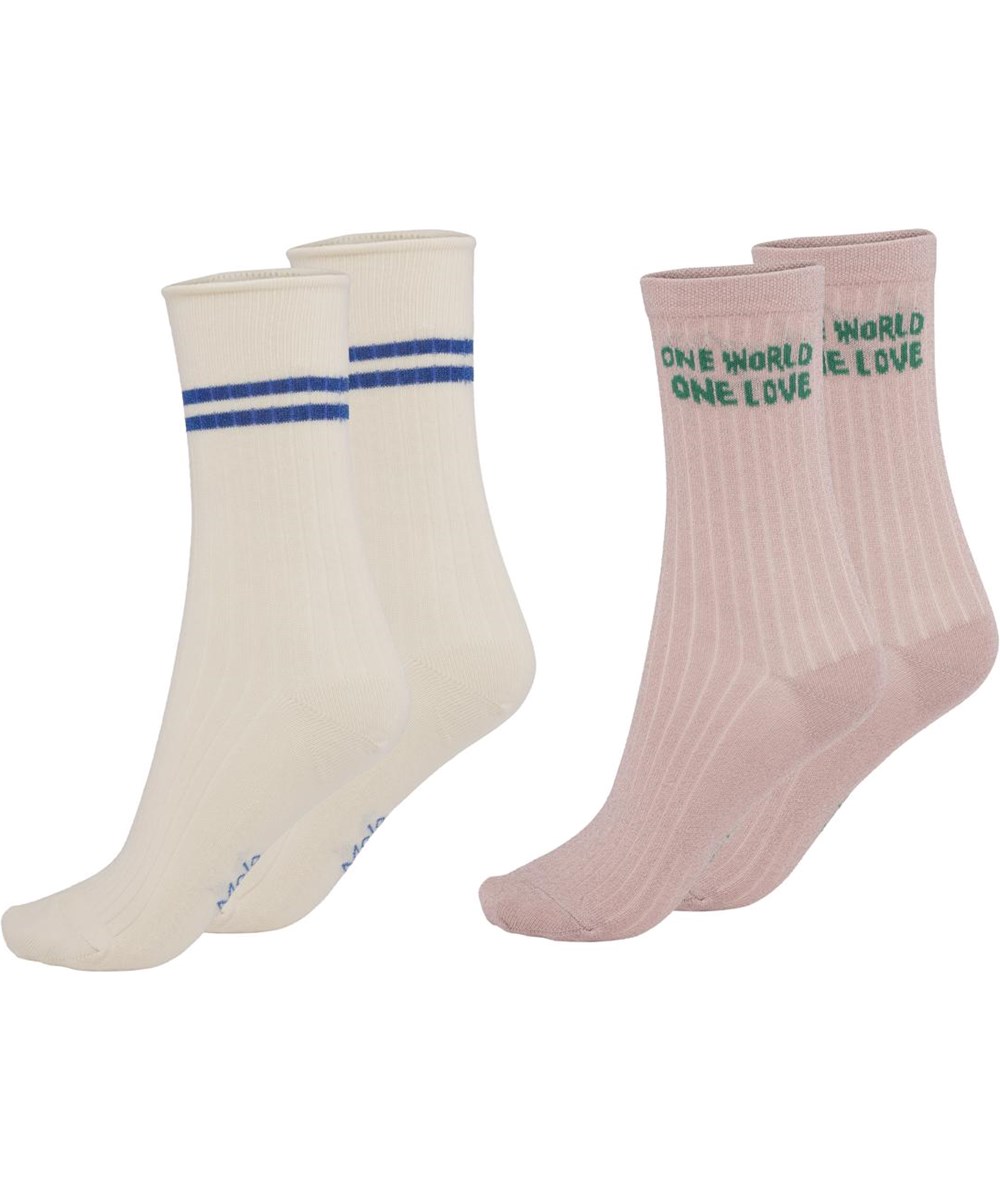 Nomi - Petal Blush - Two pairs of long socks with one world one love