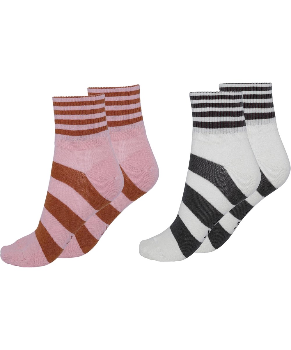 Norah - Burnt Coral - Two pairs socks with stripes