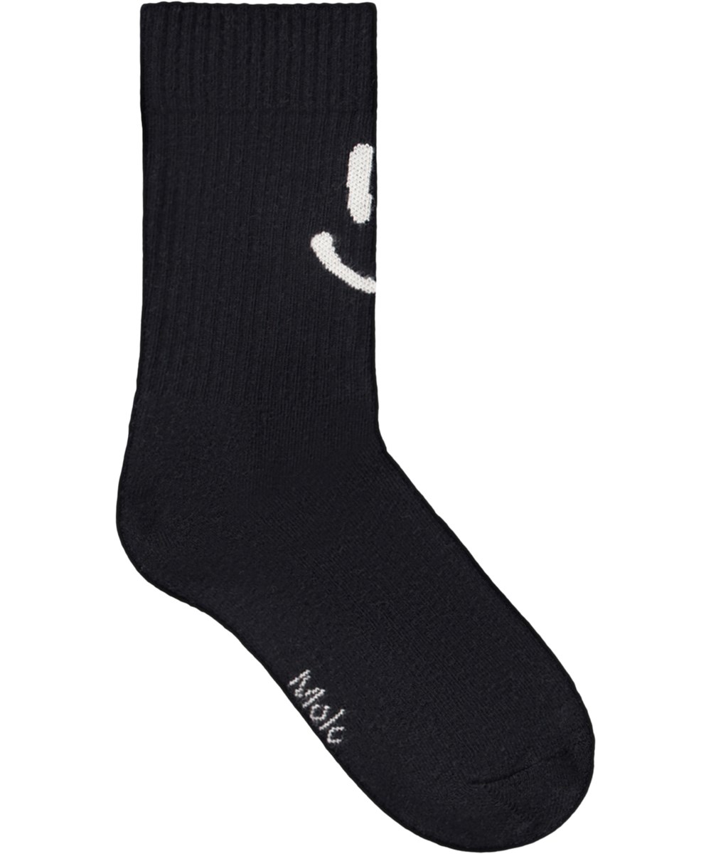 Norman - Black Tide - 2-pack socks for children made of black and blue cotton with smile motif