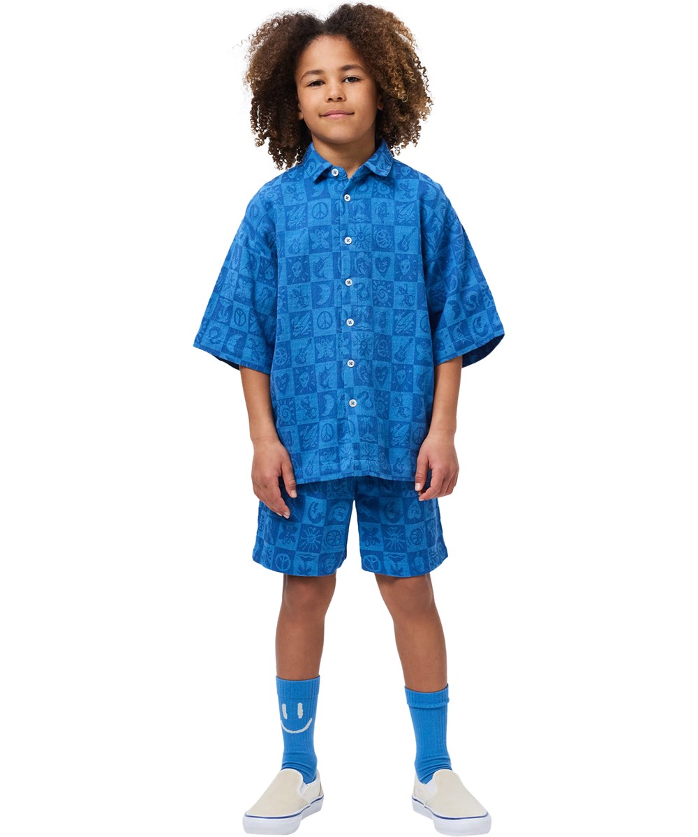 Norman - Black Tide - 2-pack socks for children made of black and blue cotton with smile motif