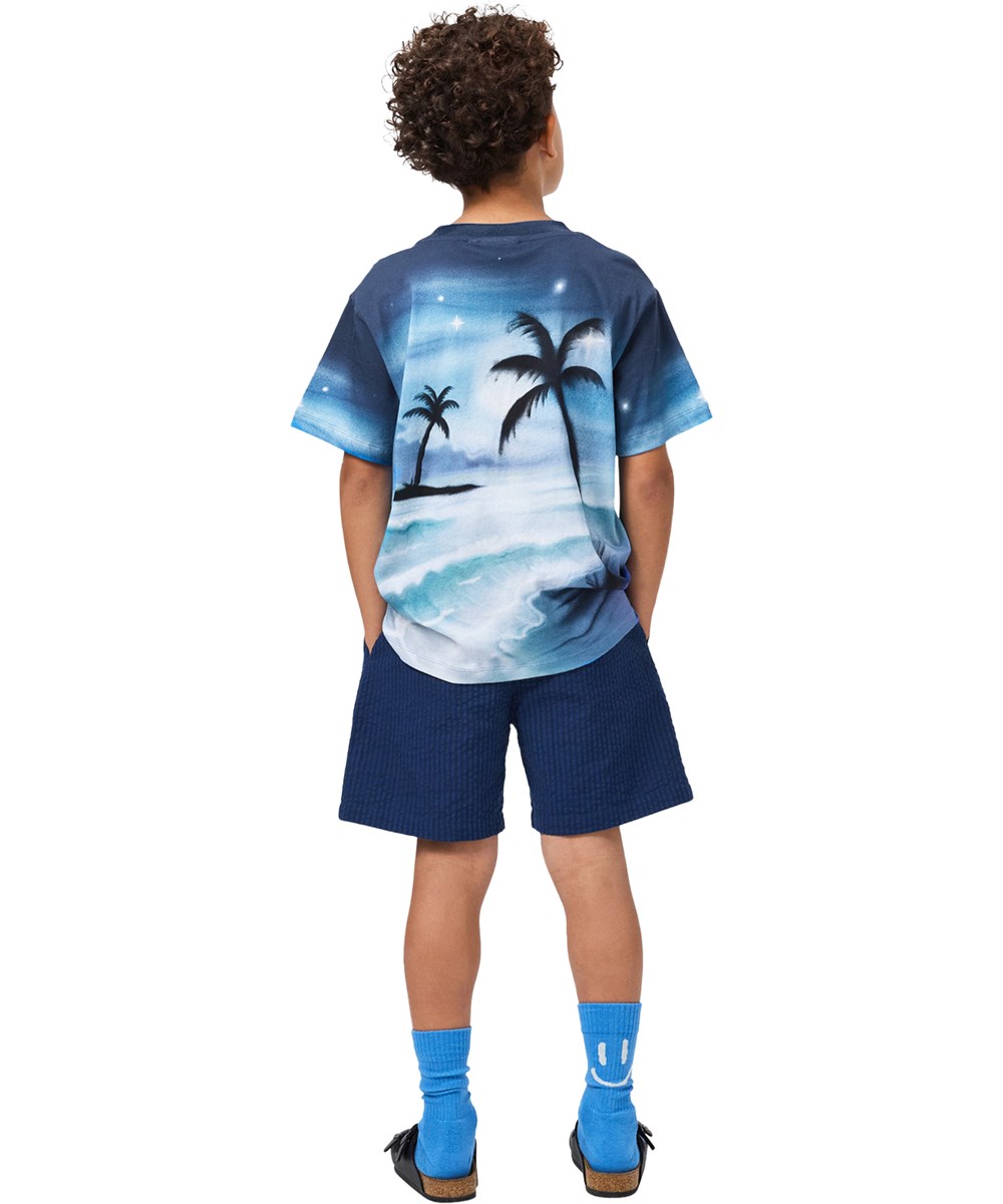 Norman - Black Tide - 2-pack socks for children made of black and blue cotton with smile motif