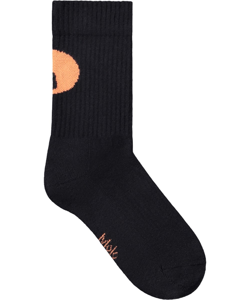 Norman - Bouncy Sand - 2-pack socks for children made of black and cream cotton with basketball motif