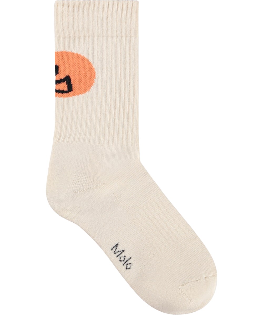 Norman - Bouncy Sand - 2-pack socks for children made of black and cream cotton with basketball motif