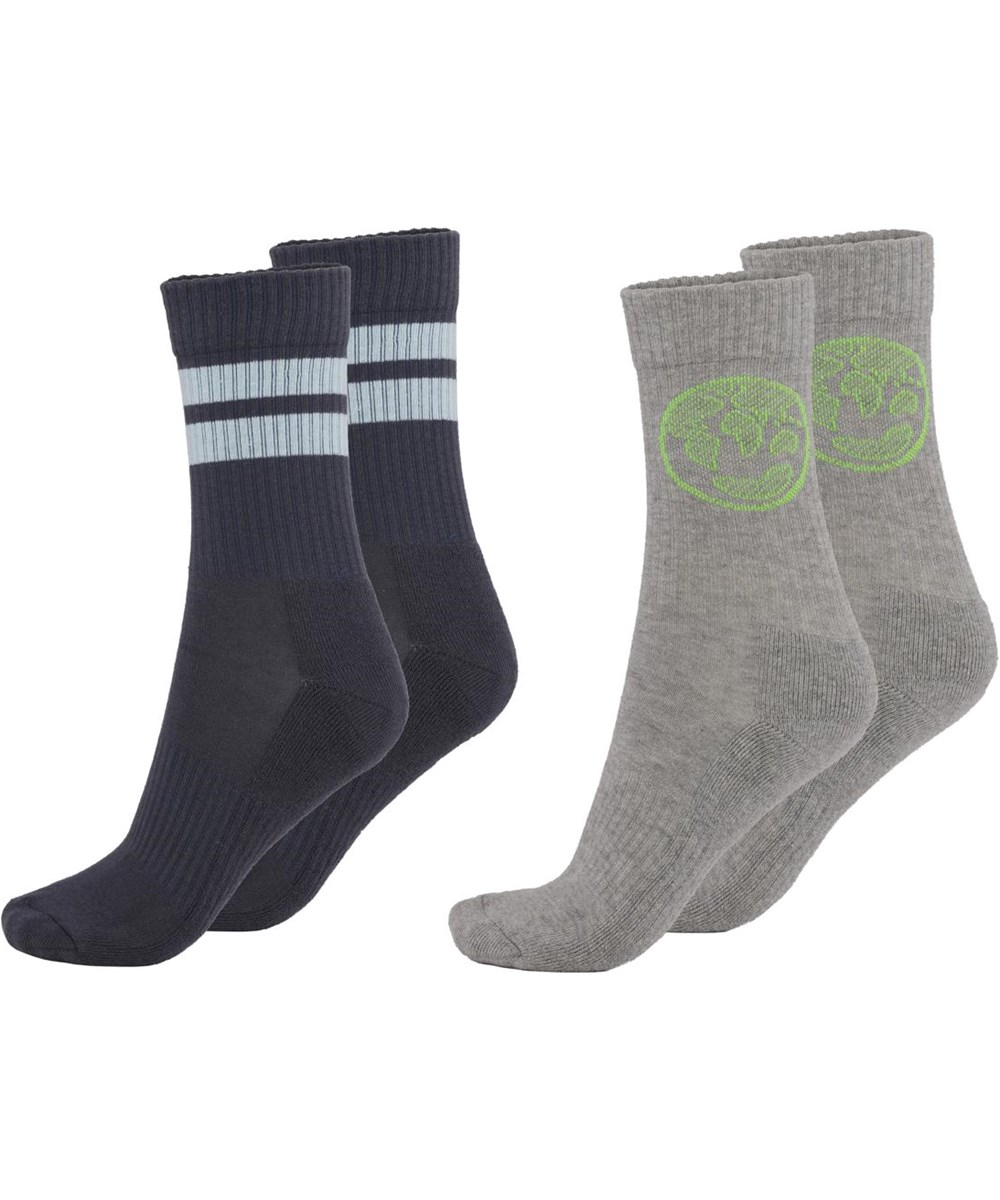 Norman - Grey Melange - Two pairs of socks with planet Earth