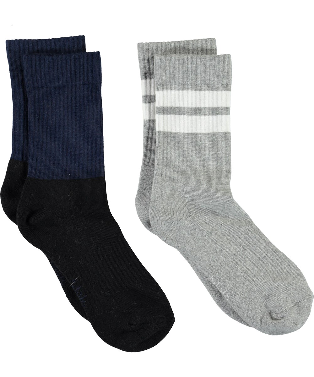 Norman - Sailor - Blue and grey socks with stripes 