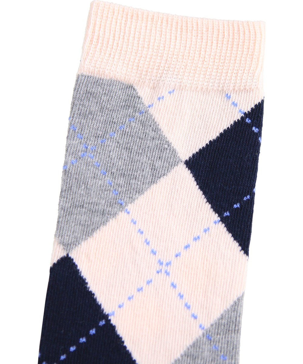 Norvina - Rose Hips - 2-pack knee-length socks with checks for children.