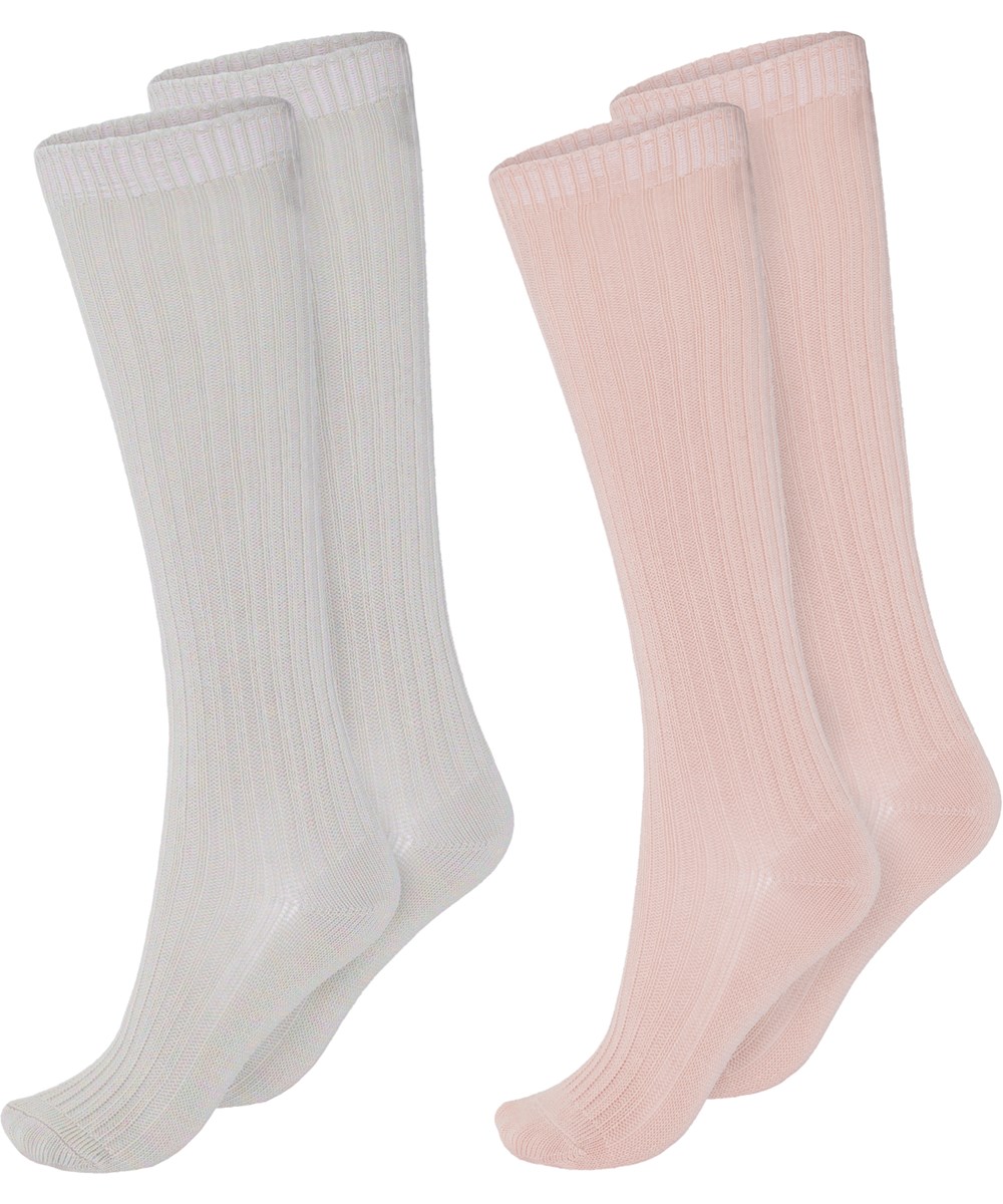 Nova - Fluffy Rose - Long socks in grey and rose