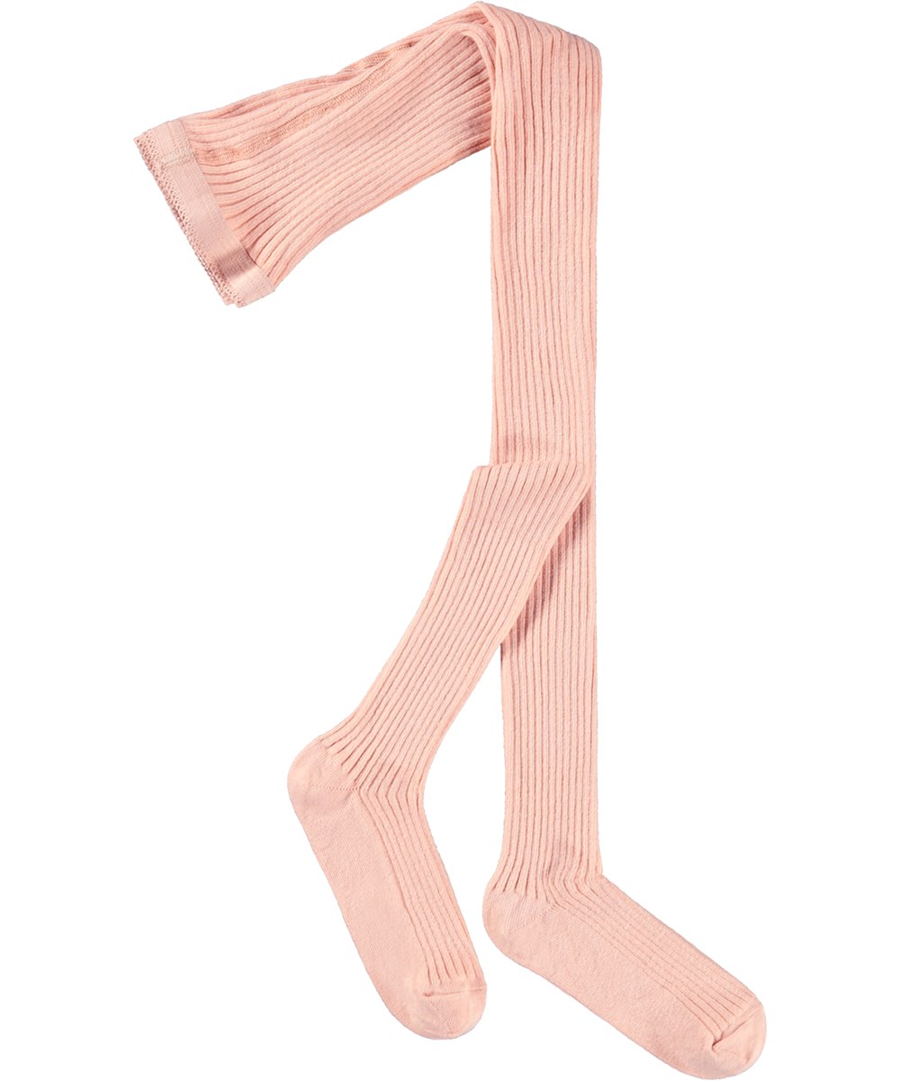 Rib Tights - Rose Cloud - Pink ribbed tights for children.