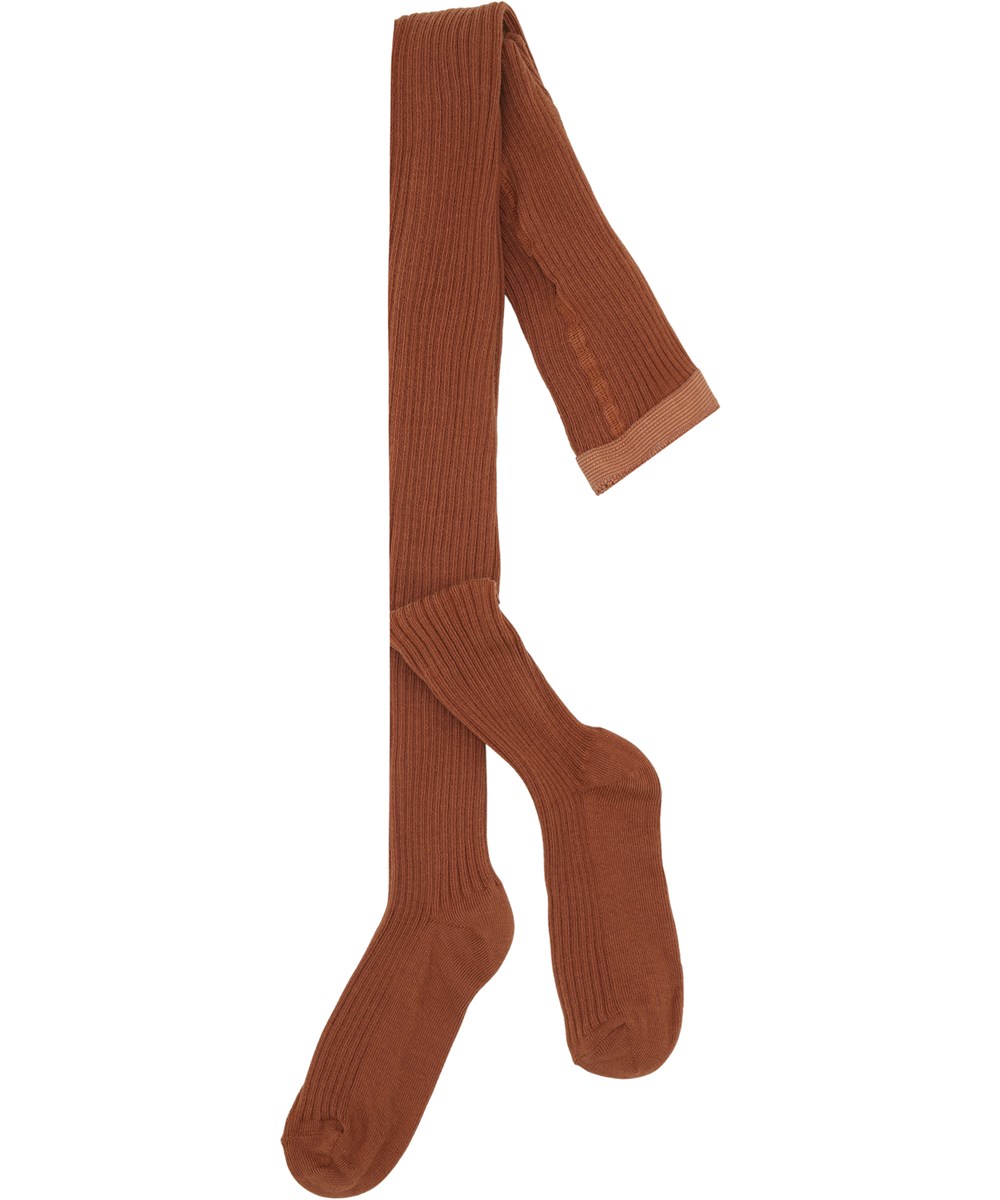 Rib Tights - Terracotta - Red/brown rib tights