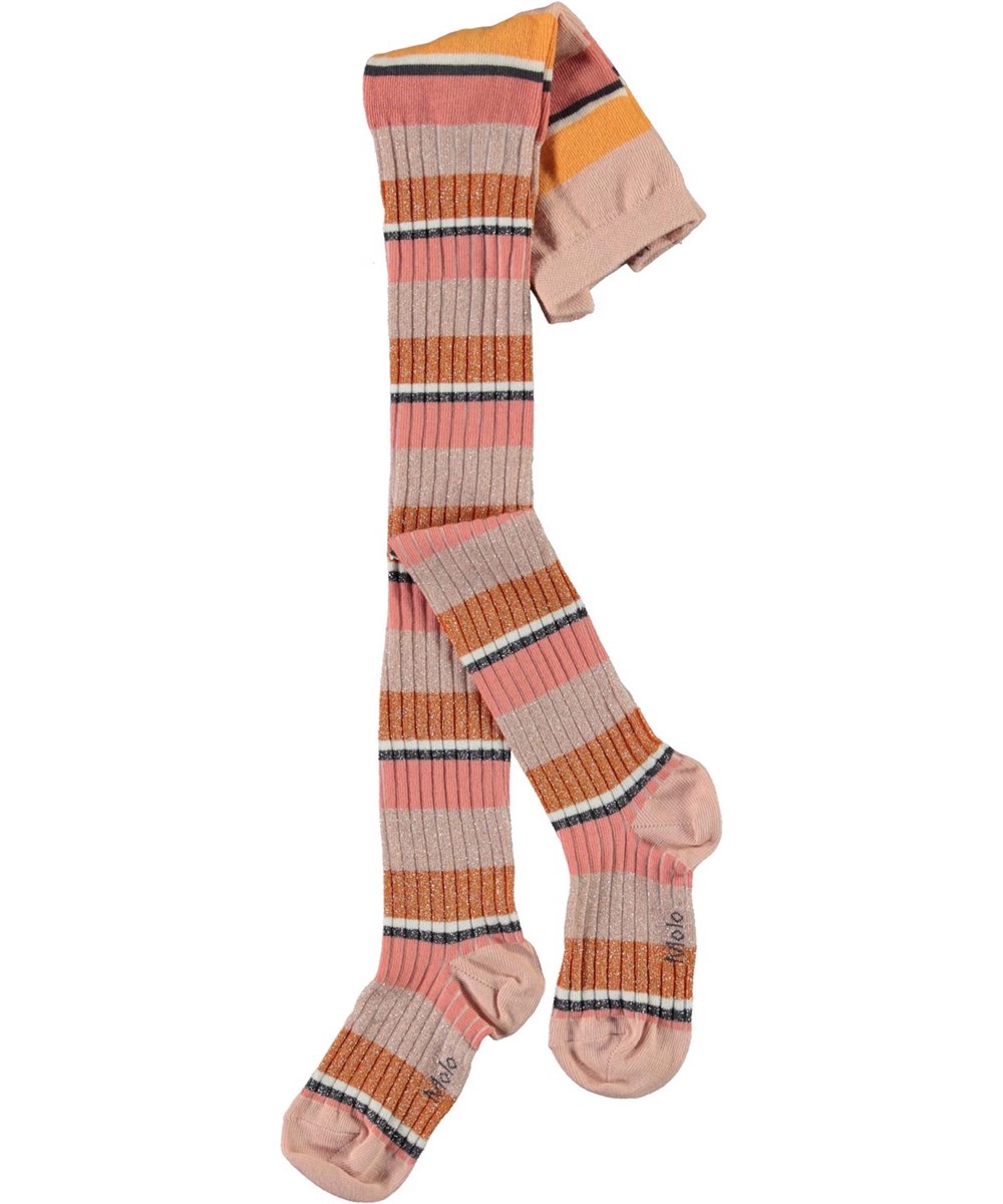 Stripy Tights - Coral Stripe - Striped tights in orange and pink 