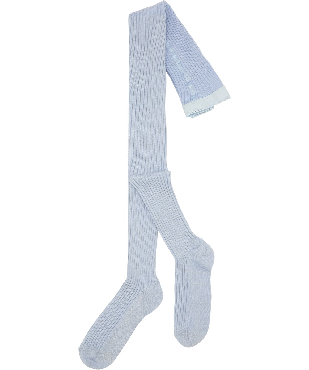 Glitter Rib Tights - Windy - Lyseblå rib tights med glitter