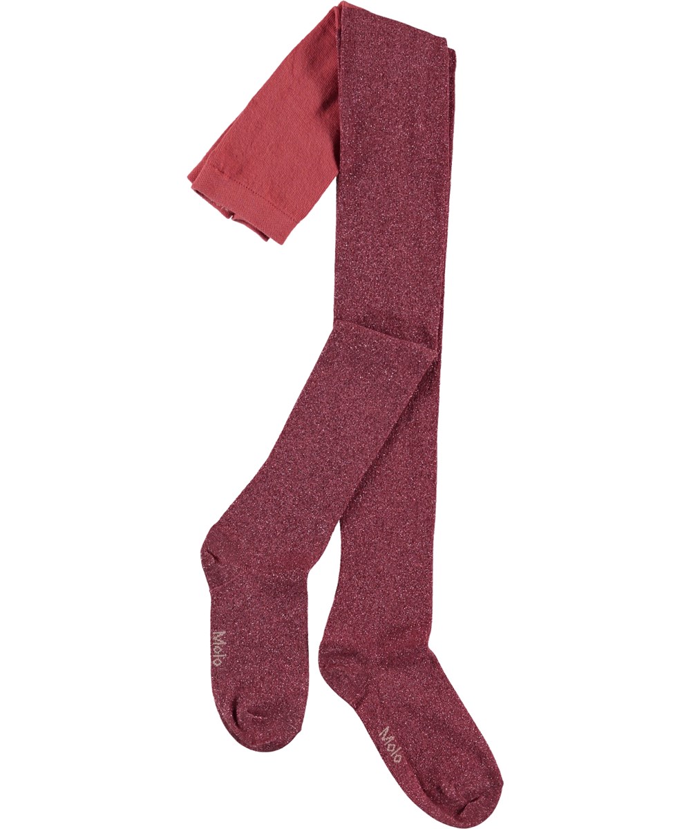 Glitter tights - Faded Rose - Røde glimmer strømpebukser