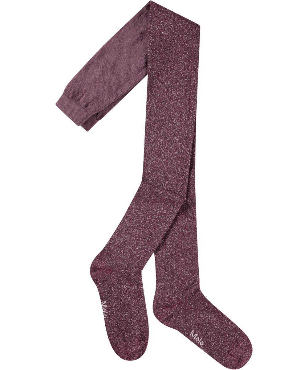 Glitter tights - Tulip - Bordeaux strømpebukser med glimmer til børn. 
