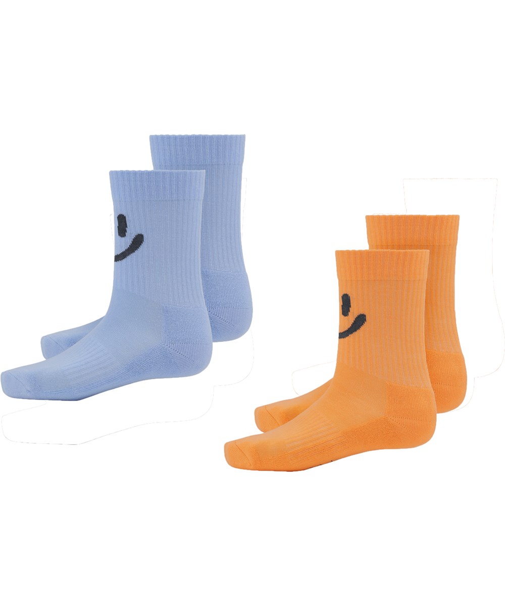 Norman - Windy - To par sporty Oeko-Tex strømper i blå og orange