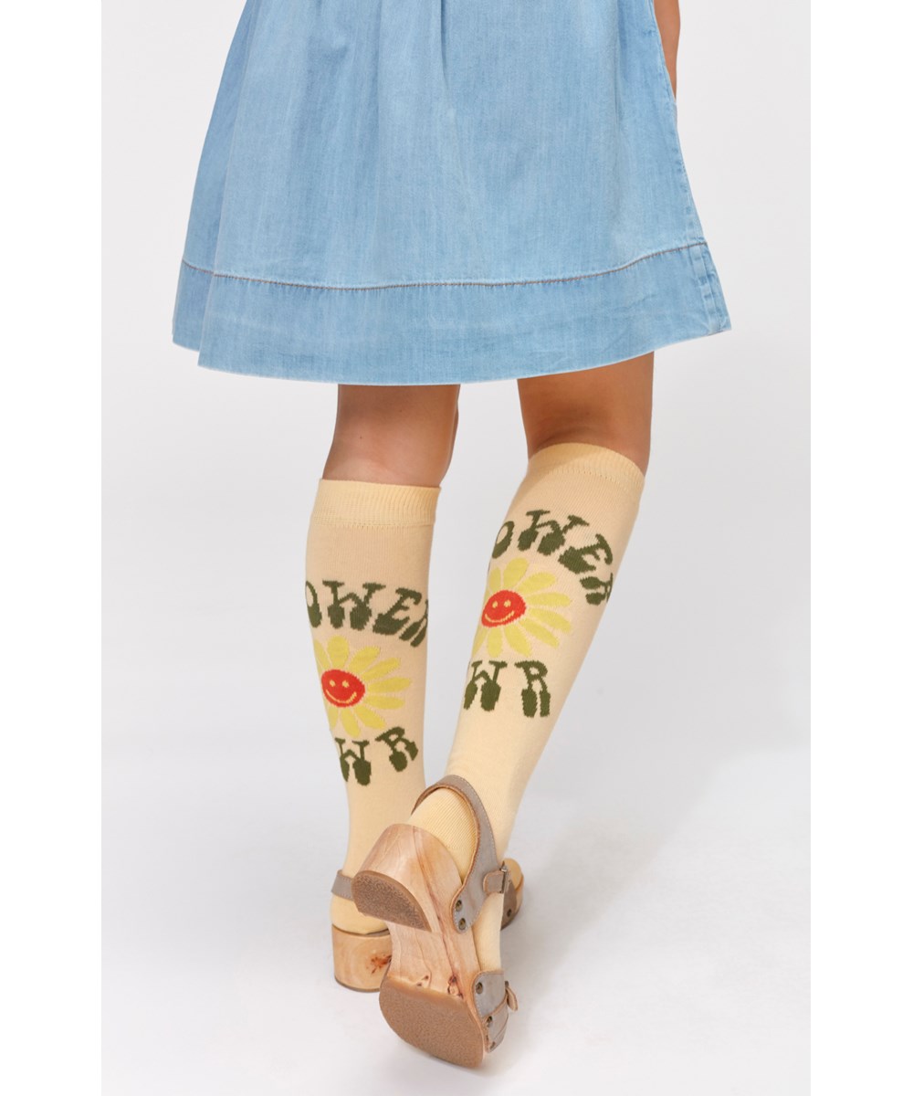 Norvina - Flower PWR - Knæstrømper blomst striber