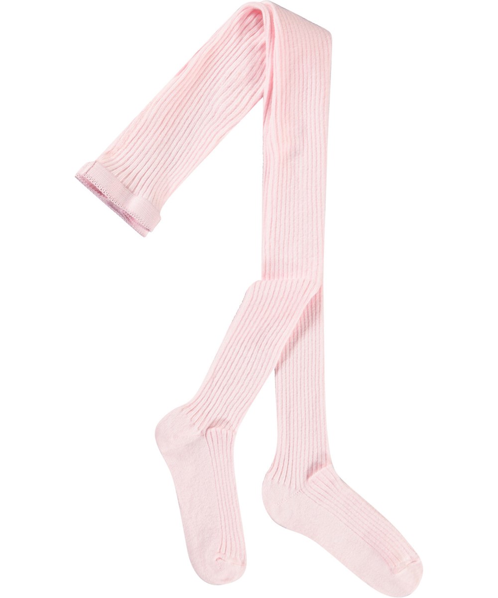 Rib Tights - Charlotte Pink - Lyserøde strømpebukser i ribstrik til børn.