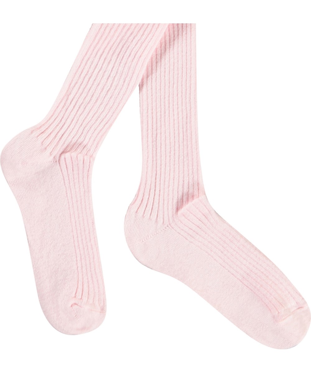 Rib Tights - Charlotte Pink - Lyserøde strømpebukser i ribstrik til børn.