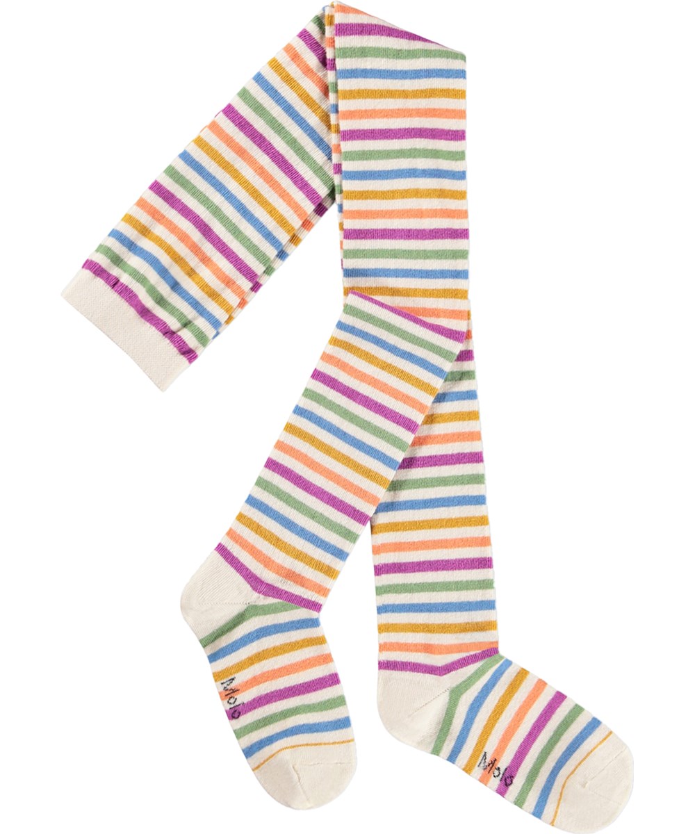 Stripy Tights - Mini Rainbow - Multifarvede strømpebukser med striber i bomuld til børn