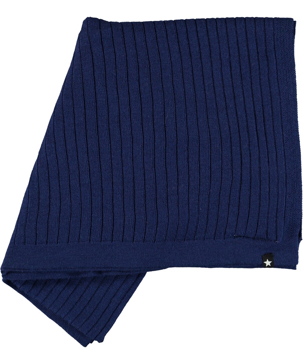 Naia - Galaxy Blue - Blåt babytæppe i cashmere rib