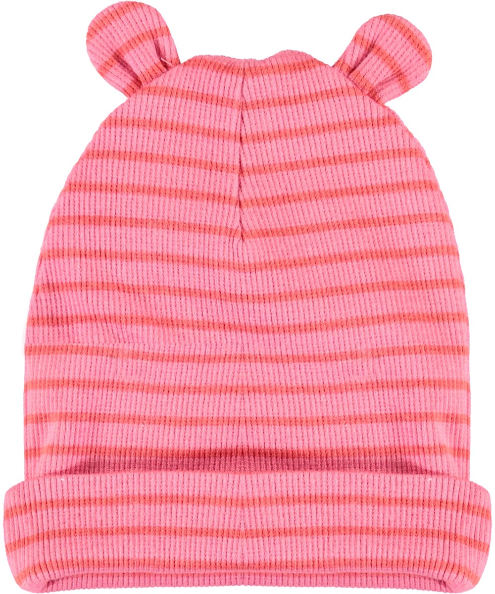 Natali - Pink Sienna Stripe - Stribet babyhue med ører