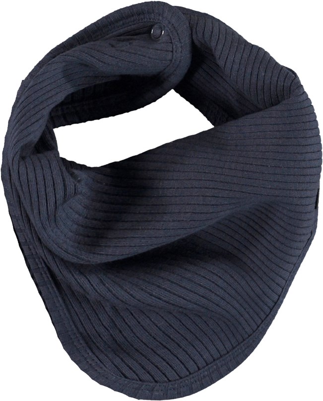 Neci hat and bib set - Galaxy Blue - Økologisk blå rib babyhue og hagesmæk