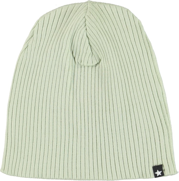 Neci hat and bib set - Mint - Økologisk mint grøn rib babyhue og hagesmæk