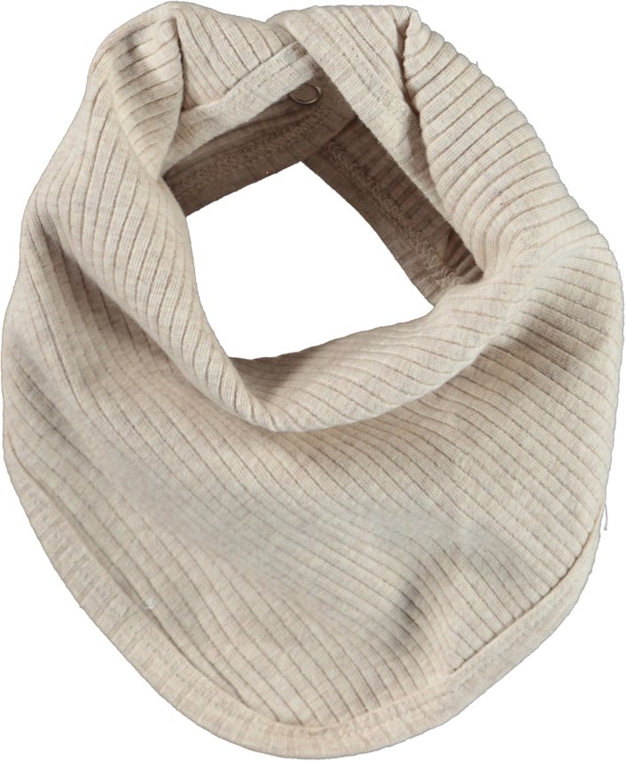 Neci hat and bib set - Oatmeal Melange - Økologisk beige rib babyhue og hagesmæk