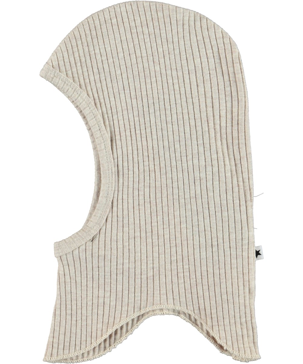 Nedi - Oatmeal Melange - Økologisk beige baby elefanthue i rib